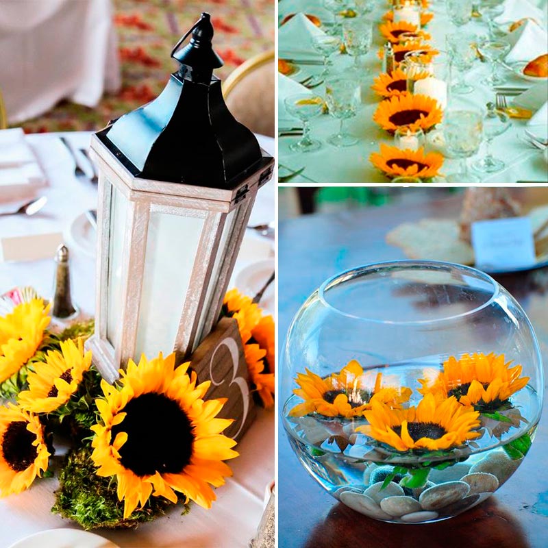 Centros de mesa con girasoles - Flor de escudo para decorar en tu boda