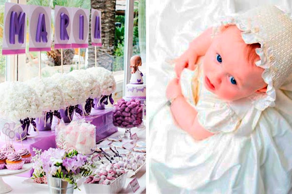 ¿cómo hacer un bautizo tierno para niñas? Deslumbrante bautizo en tonos púrpura  para tu hija