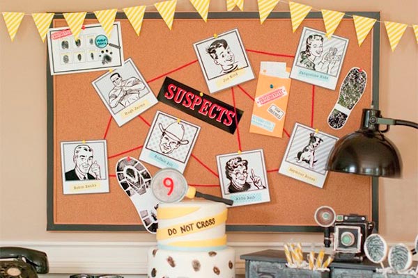 ¿cómo hacer una fiesta  de detectives? Sospechosos en el cumpleaños de tu hijo ¡sigue las pistas!