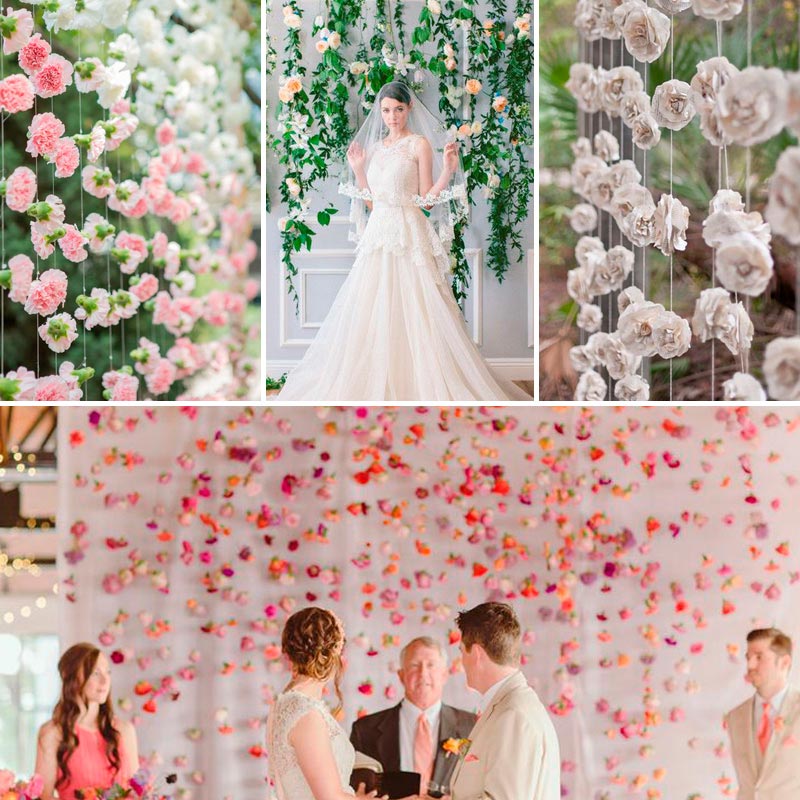 Cortinas y fondos con flores para boda - Una unión entre románticas flores