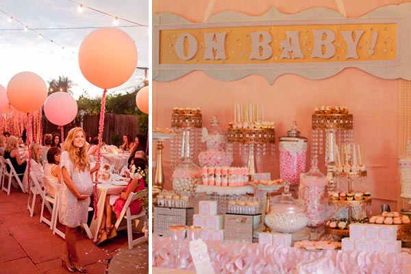 Elegante baby shower de niña Dorado y rosa para decorar un baby shower